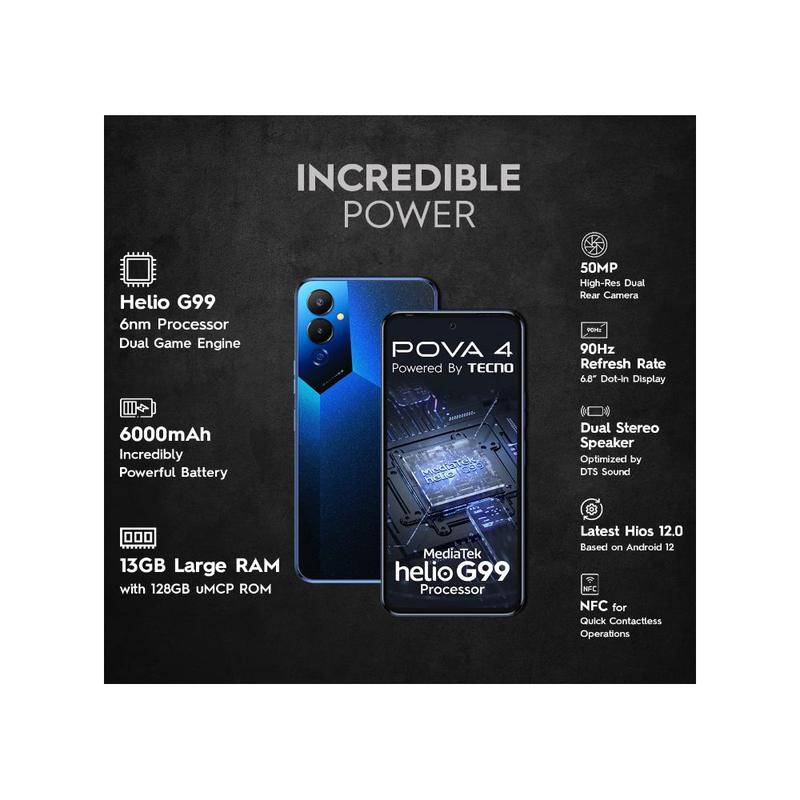 Smartphone Gamer Tecno POVA 4 bateria 6000 mAh 256GB+8GB RAM